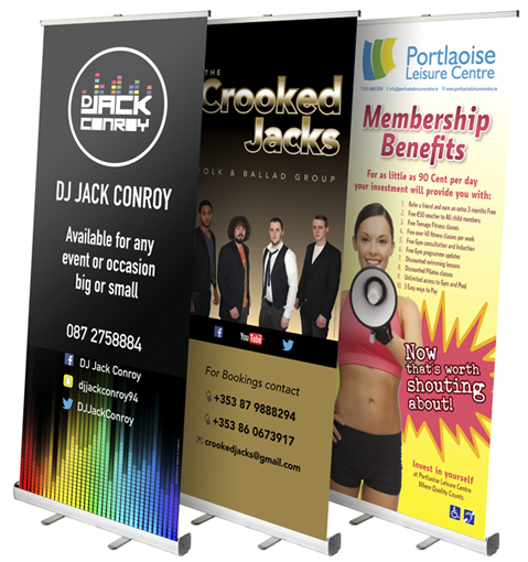 Large Format Printing, Display Banners - DJ Jack Conroy, The Crooked Jacks, Portlaoise Leisure Centre